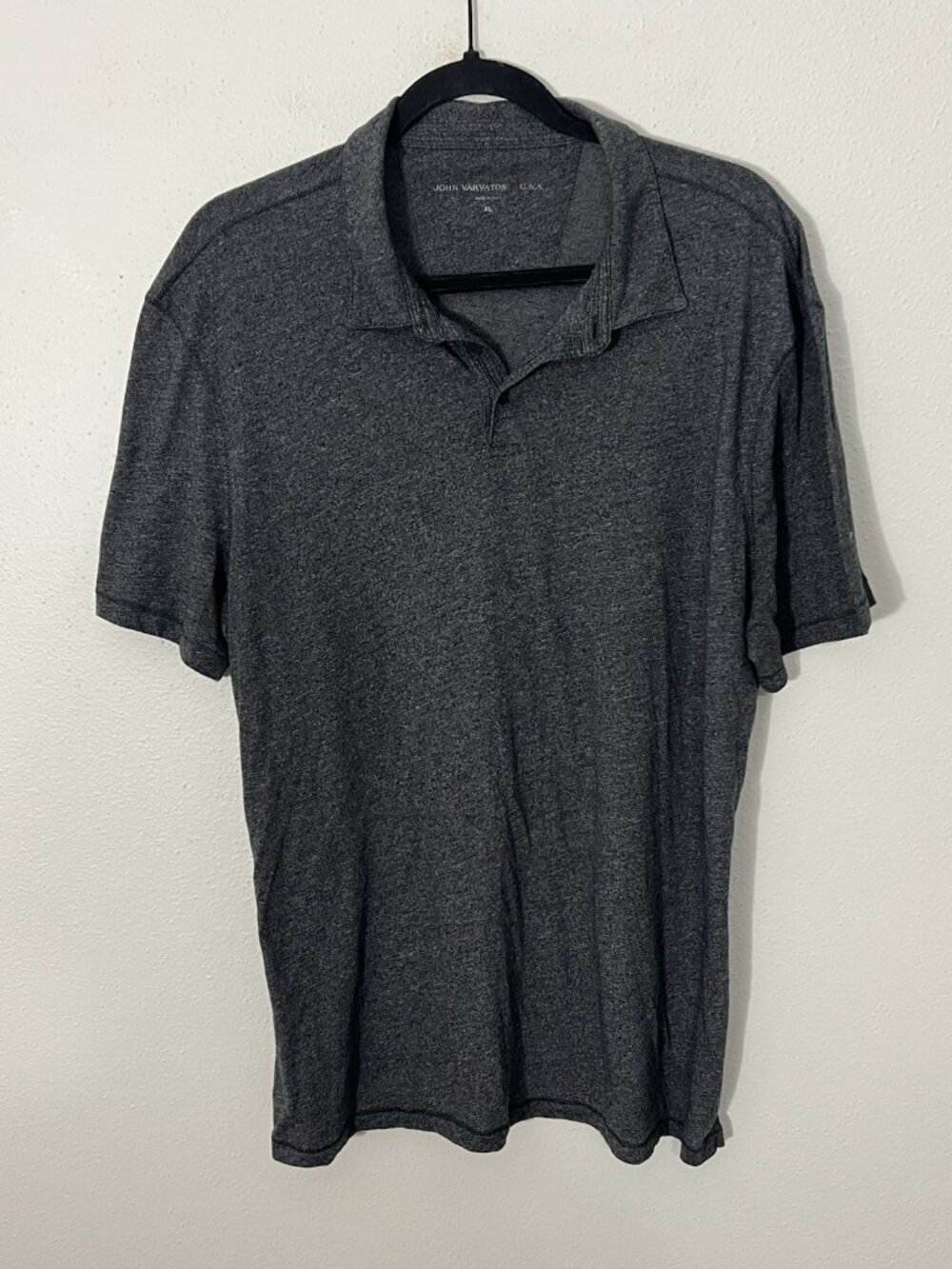 John Varvatos Heather Gray Short Sleeve Polo Shirt Size XL